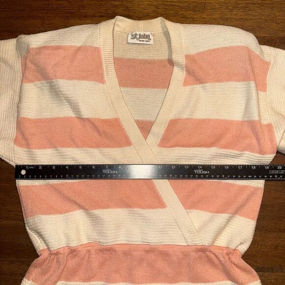 VTG St John Knit V-Neck Striped Knit Sweater - Picture 6 of 7